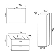 OGOMONDO Mobile da bagno sospeso Spring Corda con Colonna specchio MADE IN ITALY