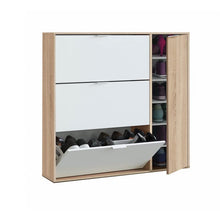 Habitdesign - Scarpiera a 4 porte, modello Class, finitura in rovere canadese e bianco artik, dimensioni: 106 cm (lunghezza) x 115 cm (altezza) x 22 cm (profondità), normale