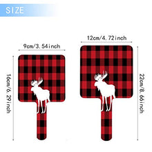 Specchio a mano, rosso bufalo plaid alce quadrato palmare specchio con maniglia per trucco casa salone di viaggio uso 9 cm L x 16 cm L