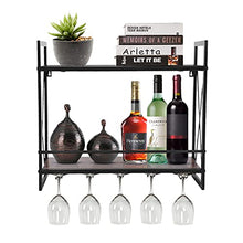 Portabottiglie Scaffale galleggiante Scaffale per vino Espositori per vino galleggianti a parete con mensola in legno a 2 livelli per la decorazione della cucina del soggiorno per Bar di casa