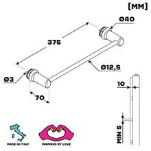 Handy linear 375 - Portasciugamani, si fissa direttamente sul radiatore scaldasalviette a fasce (tubi piatti) - cromato