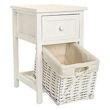 Dongyd Comodino, Set di 2 Lucido Comodino Bianco Dresser con 1 cassetto e 1 Cesto Rattan for Camera da Letto