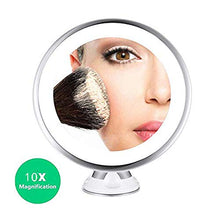 AJH Specchio per Il Trucco Illuminato a LED, Specchio da Bagno ingranditore 10X con Ventosa Girevole da 360 Gradi da Bagno da Camera da Letto