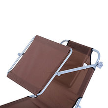 Outsunny Lettino Prendisole da Giardino, Sdraio Pieghevole e Regolabile con Tettuccio in Tessuto Marrone, 187x58x50cm