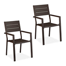 Relaxdays Set di 2 Sedie da Giardino, Effetto Legno, Resistenti alle Intemperie, in Plastica e Metallo, Stabili, Marrone, acciaio, Set 2x