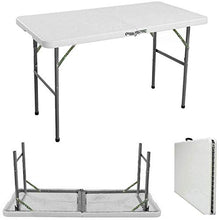Tavolo da campeggio Tavolo pieghevole 4FT / 120cm Tavolo da campeggio regolabile portatile portatile per giardino, catering, campeggio, festa barbecue, attività all'aperto, bianco a metà tabella Tavol