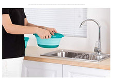 Tisi - Bacino pieghevole rotondo per lavabo, per viaggi, campeggio, escursionismo, infrangibile, in silicone, salvaspazio, 10,5 x 25,5 cm, colore: Blu lago