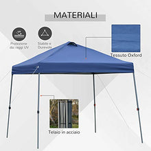 Outsunny Gazebo Pieghevole 3x3m da Giardino ed Esterno in Metallo e Tessuto Oxford Blu con Borsa da Viaggio