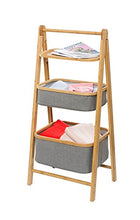 Wenko Scaffale Bahari con 2 cestini pieghevole per la casa, per il bagno, lavanderia, in bambù, marrone, 33 x 45 x 99 cm