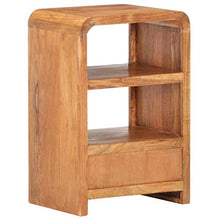 Dioche Comodino con 1 cassetto in legno di acacia massiccio, design industriale, 40 x 30 x 60 cm, finitura in palissandro