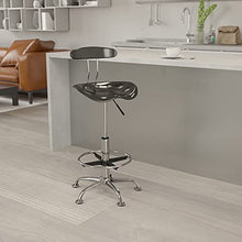 Flash Furniture Sgabello da Disegno con Seduta Stile Mezzadro, Nero Lucido e Cromo