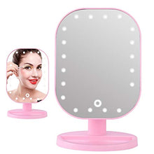Specchio da trucco a LED, con 20 luci a LED, con ingrandimento 10x, con design girevole a 180°, colore rosa