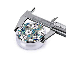 Scatola rotonda per medicina portatile, mini portapillole in metallo, dispenser per pillole tascabili, borsa da viaggio, elegante Magnolia Blossoms Cobalt XL