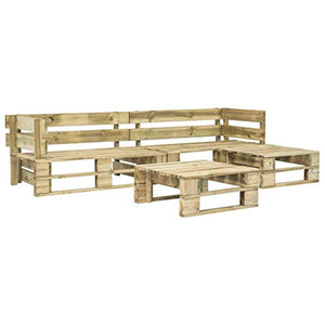 Festnight Set 4 pz Divani da Giardino con Pallet in Legno FSC Verde,Divano da Esterno in Legno,Divano 3 Posti,Divano Pallet,Divano Modulare,Divano in Legno,Salottino da Giardino Esterno in Legno
