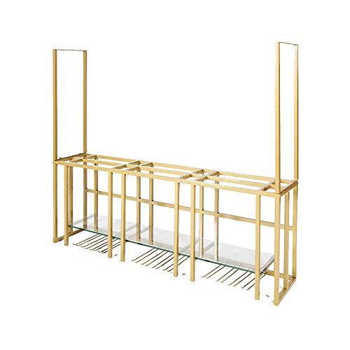 Portabottiglie a due piani a parete con lastra di vetro Cucina / sala da pranzo / bar o cantina - Portabottiglie e bicchiere da vino decorativo a soffitto - Articoli per la casa con struttura in ferr