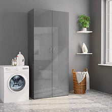 Festnight Armadietto Grigio Lucido 80x35,5x180 cm in Truciolato
