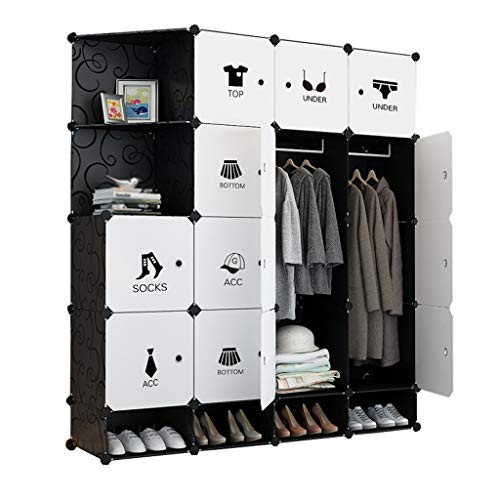 Locker Scarpe-Bit Armadio Armadio Hanging Rimovibili di Plastica Withdoor Divide-Grid Angolo Scaffali Abbigliamento Camera Nero Domestico MUMUJIN (Size : 147X47X165CM)