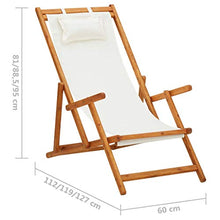 Wakects Sedia a Sdraio in Legno Pieghevole, Sedia Sdraio Reclinabile per Esterni, Poltrona Relax per Giardino Piscina e Spiaggia, Crema