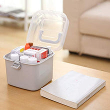 14 x 16,5 cm Medicina Box Maniglia Armadi Medicina Grande Capacità Portatile Storage Grigio