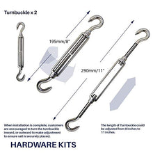 Hyber&Cara Hardware di Fissaggio per Tenda a Vela Parasole Rettangolare e Quadrato Montaggio su Pali, in Acciaio Inox 304, Elevata Resistenza M8 Contro Il Forte Vento