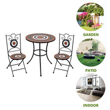 Set di tavoli da bistrot in mosaico per esterni, patio, pub, sedia da pranzo pieghevole, ideale per piscine, salotti, camere da letto, balconi, prati, cortili, giardini (Tavolo D 2 Sedie D)