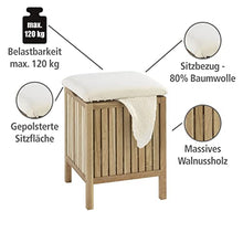 WENKO Sgabello da bagno Norway - Sgabello da bagno, Legno Noce, 39 x 52 x 39 cm, Noce