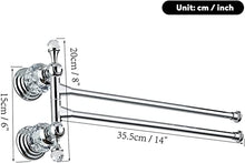 CASEWIND Portasalviette cromato, portasciugamani a due bracci argento, portasciugamani doppio orientabile da parete con accessori bagno in cristallo fissaggio a parete