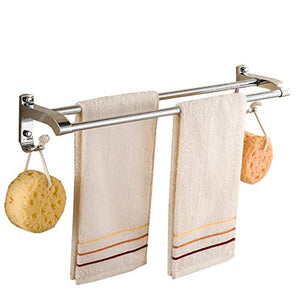 GJ-rack Portasciugamani a Muro Foratura Doppia Barra di Guida Bagno in Acciaio Inox Mensola Porta Asciugamani Minimalista con Ganci 60cm Alta qualità