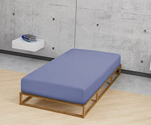 Biberna 0012344 Lenzuolo Frottee-Stretch (Altezza Materasso max. 22 cm) 1X 90X190 cm > 100X200 cm, Blu