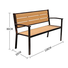 household products Panca da Esterno per Sedia da Parco, Panca da Giardino in Ghisa con Schienale, Panca da Giardino con Sedile in Legno di Plastica Impermeabile, può Ospitare 2-3 Persone