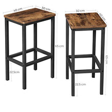 VASAGLE Set di 2 Sgabelli da Bar, Sedie da Pranzo Alte, per Cucina, Sala da Pranzo, Soggiorno, Stile Industriale, Marrone Vintage e Nero LBC65X