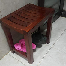 Doccia Sgabello da Sedile, Panca da Bagno, Acero Duro Struttura Stabile Antiscivolo 150kg Ecologico per I Servizi Igienici, Cucina, Hotel, Sauna LSXIAO (Color : Brown, Size : 42x28x43cm)