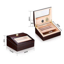 Scatola per umidificatori per sigari in legno fatta a mano dotata di cerniera in metallo, humidor per sigari a doppio strato in vetro temperato con cassetto rimovibile, contenere 50-60 sigari