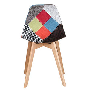 BenyLed Set di 4 Sedie da Pranzo Sedie Patchwork Colorate con Gambe in Legno Poltrona Scandinava per Cucina, Soggiorno, Bar, ECC, (Rosso)
