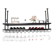 GJSN Cremagliera per Vino, Nero/Bronzo in Ferro Battuto Altezza Regolabile da Bancone da Bancone, Può Appendere Più Bicchieri da Vino,Nero,80 cm