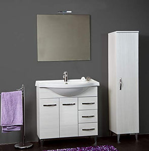 MOBILE BAGNO 'CLAUDIA' 2 ANTE 3 CASSETTI CON SPECCHIO ILLUMINAZIONE LED E LAVABO