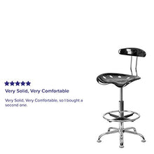 Flash Furniture Sgabello da Disegno con Seduta Stile Mezzadro, Nero Lucido e Cromo