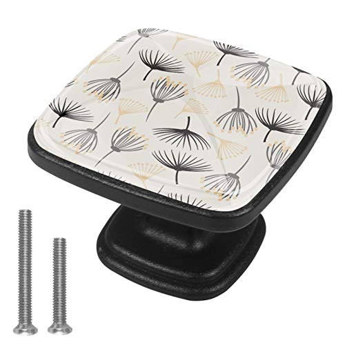 Set di 4 pezzi con maniglia quadrata per armadio da cucina, credenza, cassettiera, cassettiera, con viti, per cucina, comò, armadietto, bagno, armadio floreale dente di leone