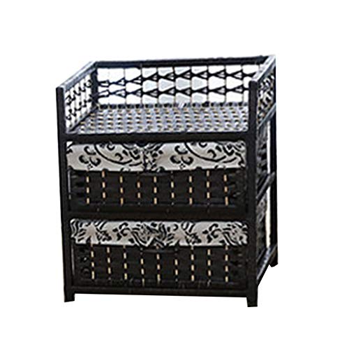 MAHFEI-Cestini Portaoggetti, Stile Country Cassettiera in Rattan Tessitura A Mano Comodino da Pavimento Armadio per Bambini Stabile E Durevole Organizza La Cassettiera