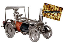 BRUBAKER porta bottiglia da vino dal raffinato design “trattore vintage”- scultura in metallo con biglietto d'auguri