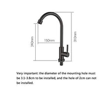 SXJ Rubinetto per Lavello da Cucina, Rubinetto per Lavabo con Maniglia Singola, Rubinetto per Lavabo da Cucina Monoforo Commerciale, Acciaio Inossidabile Nero Opaco