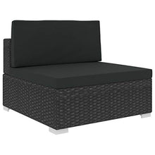 vidaXL Set Divani da Giardino 6 pz con Cuscini Foderati Lavabili Modulare Leggero Elegante Arredi da Esterno in Polyrattan Nero Telaio in Acciaio