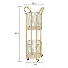 BLWX LY Cestello portaoggetti con Ruote ， Carrello Multiuso cilindrico in Ferro a 2 Piani ， Ripiani Bagno ， for casa, Cucina, Ufficio (Color : Gold)