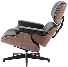 WZH Sedia in Pelle Nera Replica Lounge Chair con ottomana Chaise Lounge in Legno di Noce Poltrona Classica in Vera Pelle