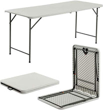 Tavolo da campeggio Tavolo pieghevole 4FT / 120cm Tavolo da campeggio regolabile portatile portatile per giardino, catering, campeggio, festa barbecue, attività all'aperto, bianco a metà tabella Tavol