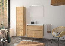 Allibert Mobili da Bagno Set Sottopensile 80 cm Lavandino Armadietto a Specchio Armadietto Laterale Pre-assemblati Rovere