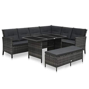 SKM Set Divani da Giardino 3 pz con Cuscini in Polyrattan Grigio (55.82kg)