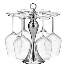 Wine Rack, Wine Rack calice stand Freestanding controsoffitto della cucina Bar Wine Glass bagagli cremagliera di vetro del vino del metallo stand Display con 6 ganci appendiabiti, argento WTZ012