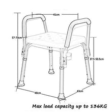 Sedia da Doccia Sedia da Doccia in Acciaio Inox Sgabello per Anziani/Disabili Sgabello Antiscivolo Sedile da Doccia Sgabello con Maniglia 6 Altezza Panca da Bagno Sgabello Seduta Bianco Peso Max