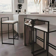 HLL Sgabelli, Sedia Elegante Home Décor Contatore Sgabelli Altezza Sedie, Cucina Colazione Bar Stool Pedane Schienale, Piazza Seduta Imbottita e Gambe in Metallo Nero, Dal Design Moderno,Bianca,66 c